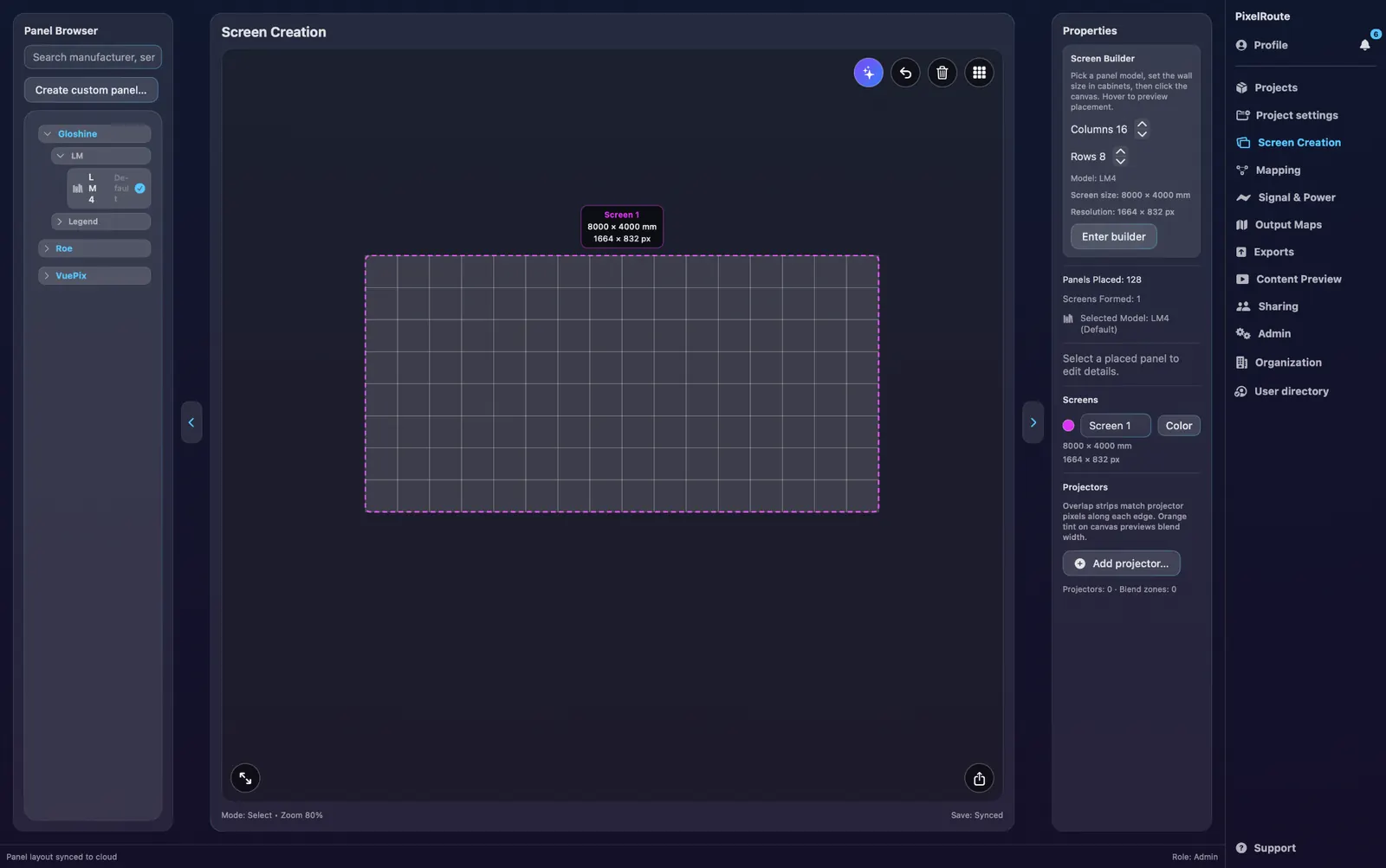 PixelRoute screen creation interface